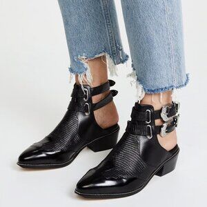 Senso Lucas III Buckle Hi-Shine Leather Ankle Boots Ebony 38